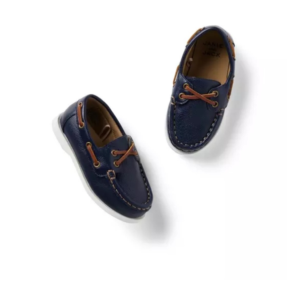 Janie & Jack Leather Baby Toddler Boat Shoe | Size 4c
